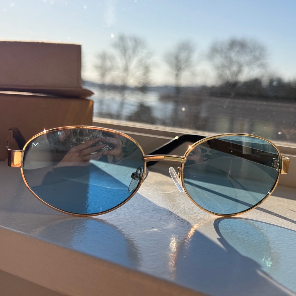 Gold and Blue Women's Sunglasses